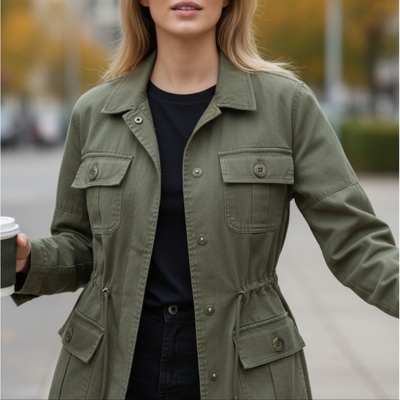 Avec Les Filles Green Utility Jacket Womens Sz XS New MSRP $109- Safari Military - Picture 1 of 12